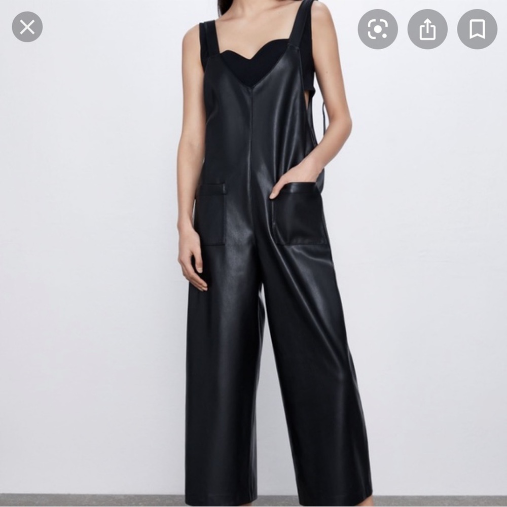 Zara faux leather overalls